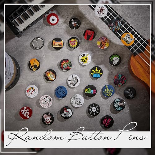Kigeli 100 Pcs Punk Buttons Pins 1 Inches/ 25 mm Emo Band Badge for Backpacks Bags Hats Jeans - Image 5