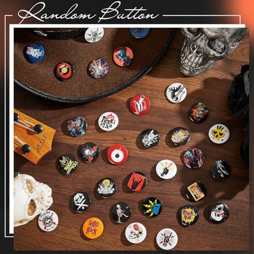 Kigeli 100 Pcs Punk Buttons Pins 1 Inches/ 25 mm Emo Band Badge for Backpacks Bags Hats Jeans - Image 4