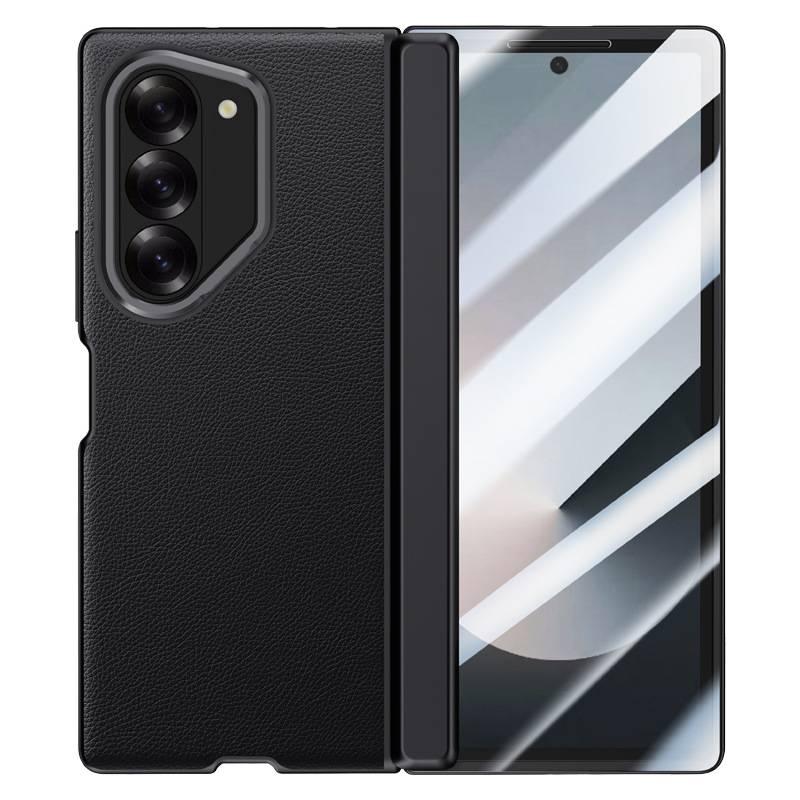 غطاء واقي | أسود | ملمس جلد | حامل قائم | حماية من السقوط | مقاوم للصدمات لـ Samsung Galaxy Z Fold 6 - Image 5