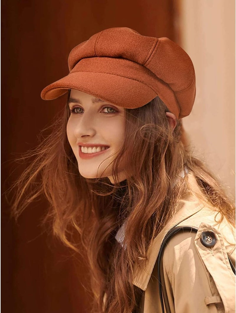 stablerice 6 Pieces Women Newsboy Cap Warm Wool Visor Beret Hats Octagonal Cap Soft Newsboy Hats for Women Vintage Cabbie Paperboy Hat for Women Girls Baker Boy Hat(Elegant Color) Black - Image 2
