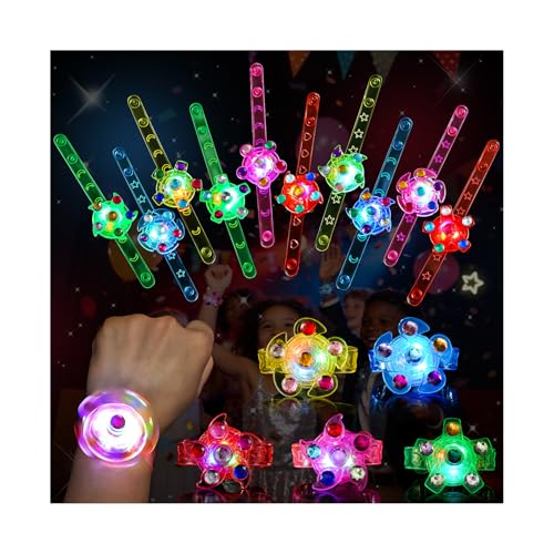 SCIONE 24 Pack LED Light Up Fidget Spinner Bracelets Glow in The Dark Party Favors for Kids 48 812 Treasure Box Toys Birthday Gifts Carnival Prizes Easter Goodie Bags Stuffers - Image 1