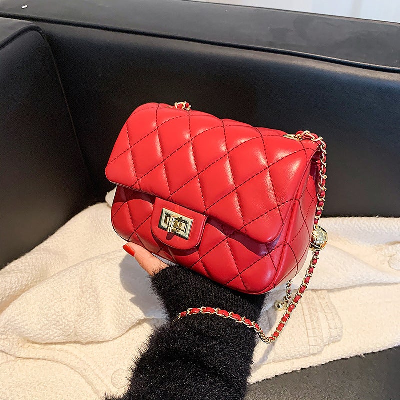 2022 Popular All-Match Women'S Bag Shoulder Crossbody Bag Rhombic Chain Fashionable Niche Simple Retro - Image 1