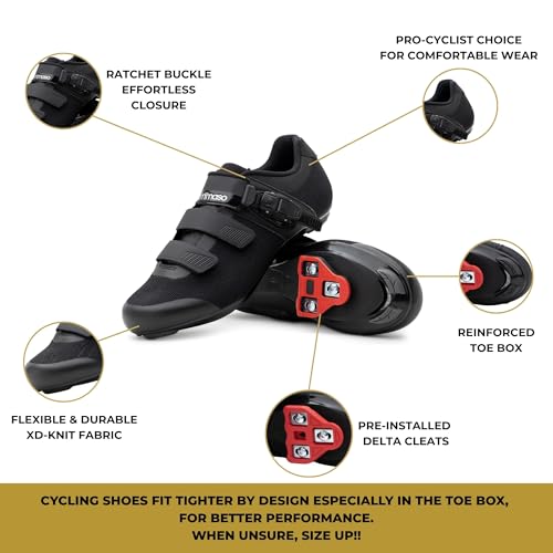 Tommaso Strada 200 Knit Ready-to-Ride Mens Peloton Cycle Shoes—Road Bicycles & Indoor Cycling Shoes for Bikes with Delta Cleats—Explore Mens Bike Accessories—Black—Buckle Straps—Size 8US—41EU - Image 4