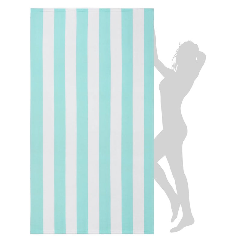 WILFA Extra Large Beach Towel Oversized Mircofiber Towel 40 x 70 XL Striped Lightweight Pool Towel Big Cabana Swim Travel Towel for Adults Mens WomenAqua