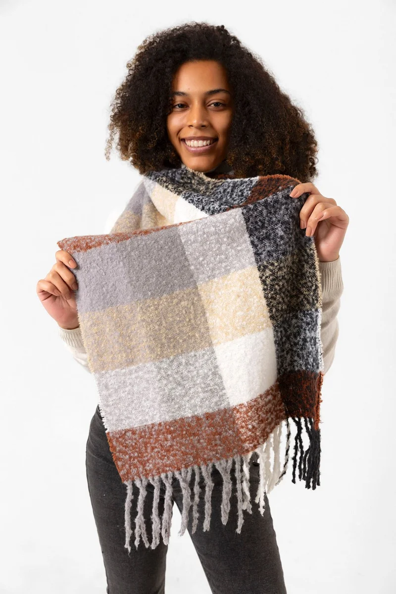 ريمسا Tassel Boucle Scarf Shawl 44X195 cm 1283 Brown