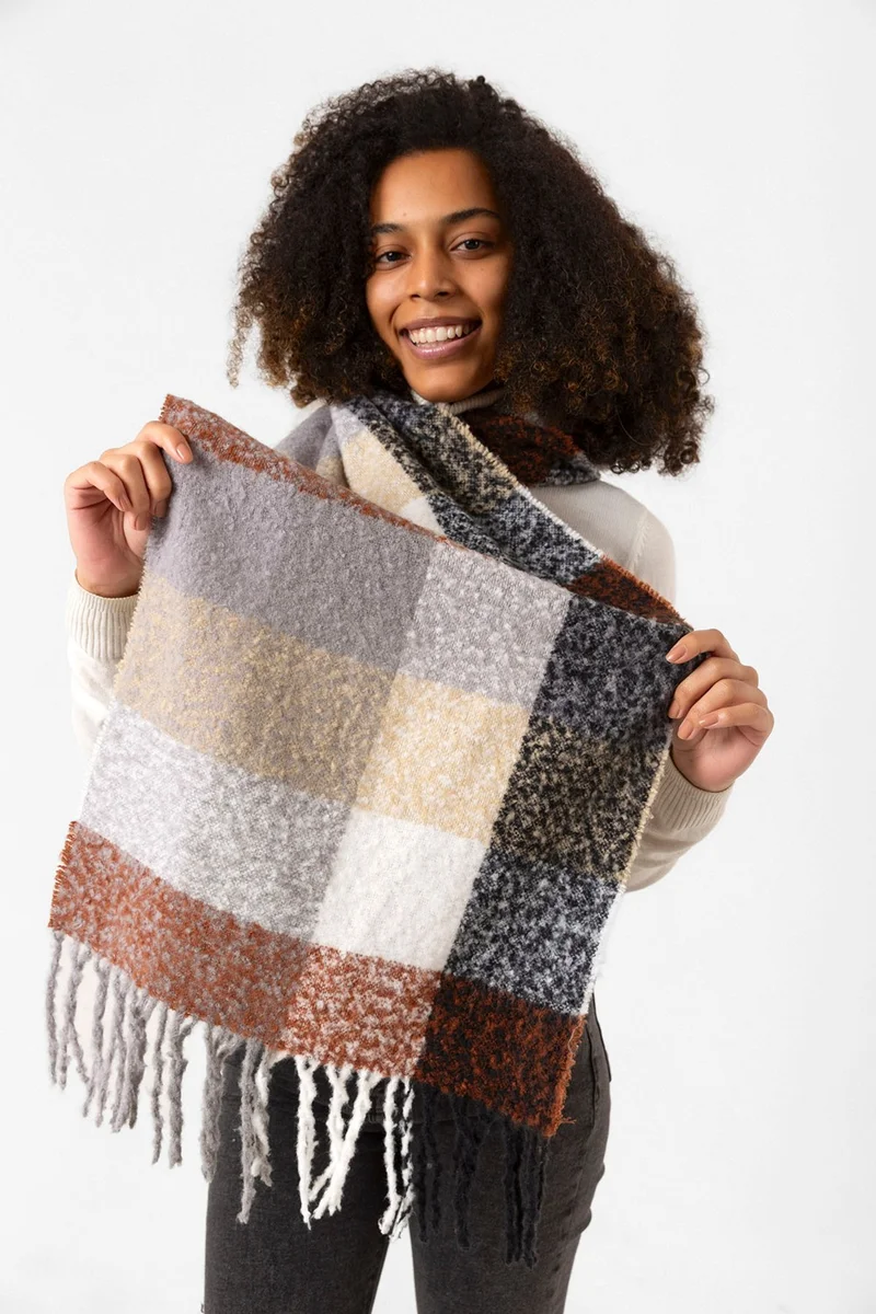 ريمسا Tassel Boucle Scarf Shawl 44X195 cm 1283 Brown