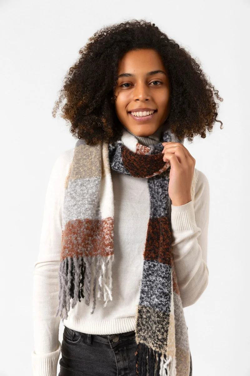 ريمسا Tassel Boucle Scarf Shawl 44X195 cm 1283 Brown