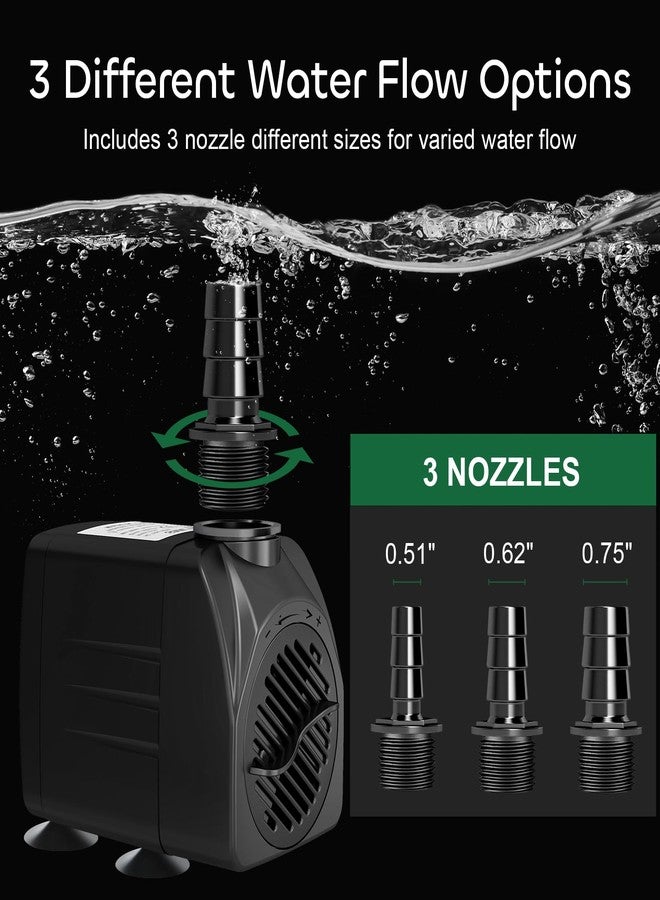 GROWNEER 550GPH Submersible Pump 30W Fountain Water Pump, 2000L/H, with 7.2ft High Lift, 3 Nozzles for Aquarium, Fish Tank, Pond, Hydroponics, Statuary, Pool - Image 4