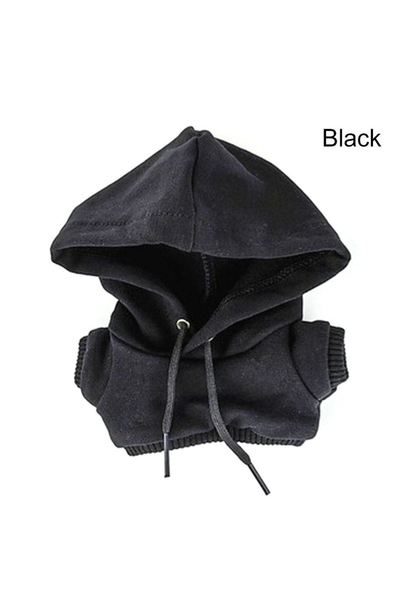 Black Handmade Hoodies Fashion Clothes For 1/12 BJD Dolls Top For 10cm Cotton Dolls Sweatshirt Outfi