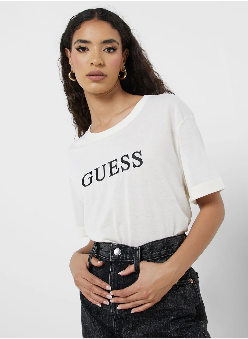 GUESS Crew Neck Logo Printed T-Shirt