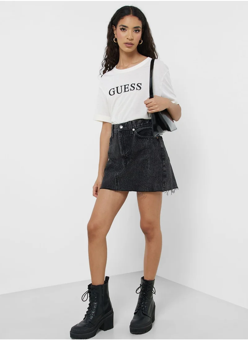 GUESS Crew Neck Logo Printed T-Shirt