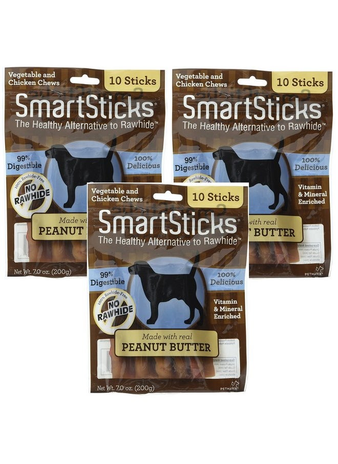 سمارت بونز أعواد مضغ للكلاب بنكهة زبدة الفول السوداني من SmartBones SmartSticks. بديل صحي للجلد الخام. عبوة من 30 قطعة 