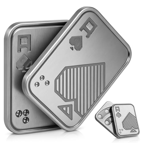 TAMOXI Metal Fidget Toys Magnetic Fidget Slider for Adults EDC Poker Push Card Relieve Stress ADHD Anxiety Break Bad Habits Cool Gadget Office Desk Toy Gift for Boyfriend Husband and Father - Image 1