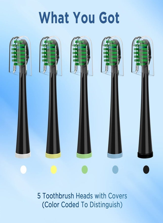 Fregum Replacement Toothbrush Heads for All Waterpik Sonic Fusion Models (SF-01, SF-02, SF-03, and SF-04 Series, Compact, with Covers, 5 Count, Black - Image 5