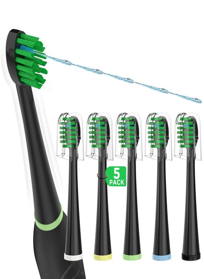 Fregum Replacement Toothbrush Heads for All Waterpik Sonic Fusion Models (SF-01, SF-02, SF-03, and SF-04 Series, Compact, with Covers, 5 Count, Black - Image 1