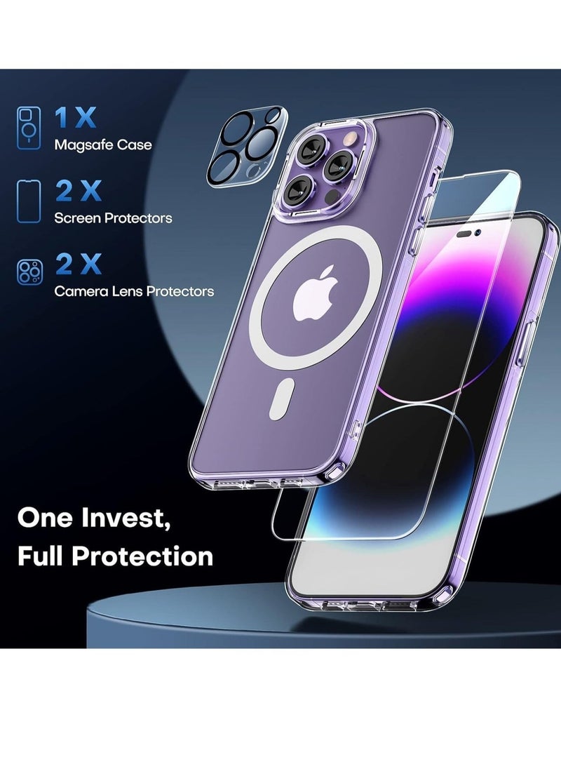 [Updated] [1+2+2] Magnetic Case compatible with iPhone 15 Pro Max [Anti-Yellowing] [Fit for Ma-gs-afe] with Screen Protector (2 Pack) +Camera Protector (2 Pack), Clear Case Cover (15 Pro Max, Clear) - Image 2