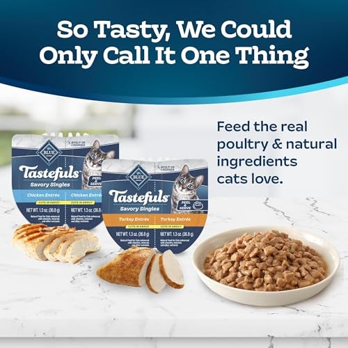 Blue Buffalo Tastefuls Savory Singles Natural Wet Cat Food Cuts In Gravy, Chicken and Turkey Variety Pack, 2.6-oz. Trays, 24-Count - Image 3