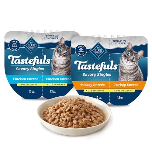 Blue Buffalo Tastefuls Savory Singles Natural Wet Cat Food Cuts In Gravy, Chicken and Turkey Variety Pack, 2.6-oz. Trays, 24-Count - Image 1