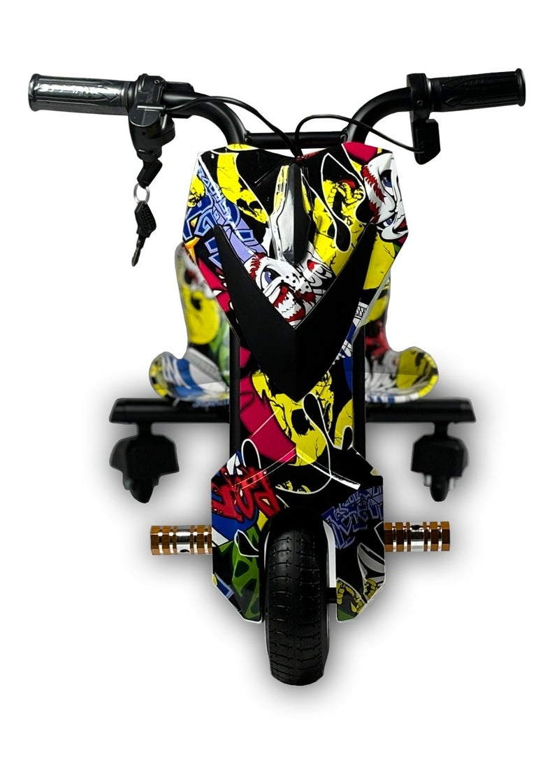 GOLD MANTIS Electric Drift Trike for Kids – 360° Spinning Fun Ride | Rechargeable Battery | Drift Scooter with Safety Brake – Graffiti Print  - Image 3