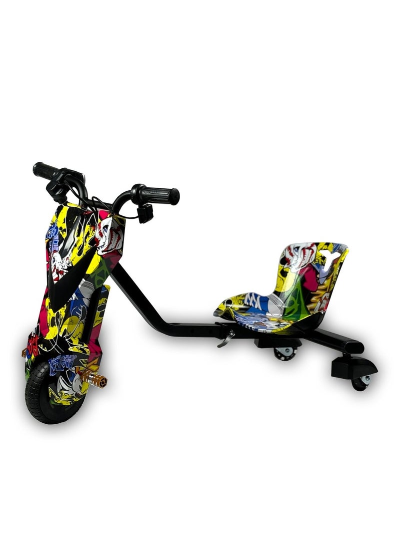 GOLD MANTIS Electric Drift Trike for Kids – 360° Spinning Fun Ride | Rechargeable Battery | Drift Scooter with Safety Brake – Graffiti Print  - Image 2