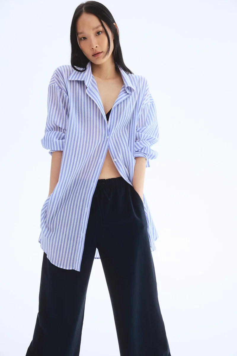 H&M Wide linen-blend trousers