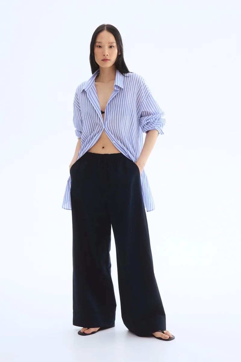 H&M Wide linen-blend trousers