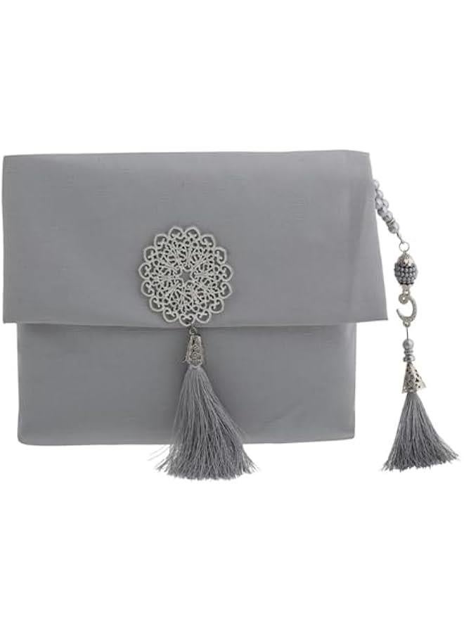 Arabest Grey Muslim Prayer Rug Set with Tasbih in Portable Bag - Ideal Islamic Gift for Men and Women, Mubarak Box Included - Soft Mat for Praying, Perfect for Ramadan, Eid, Hajj, and Travel  - Image 2