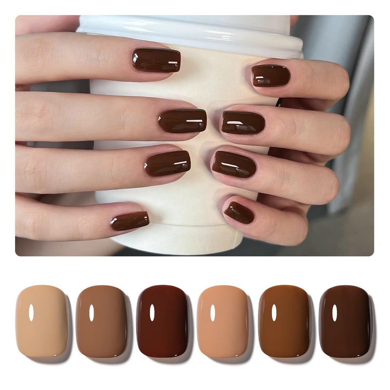 GAOY Gel Nail Polish, Brown Caramel Nude Red Gel Polish Kit for Salon Manicure and Nail Art DIY at Home - Image 1