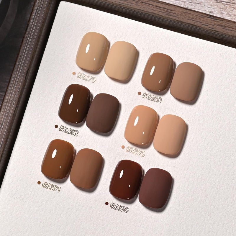 GAOY Gel Nail Polish, Brown Caramel Nude Red Gel Polish Kit for Salon Manicure and Nail Art DIY at Home - Image 2