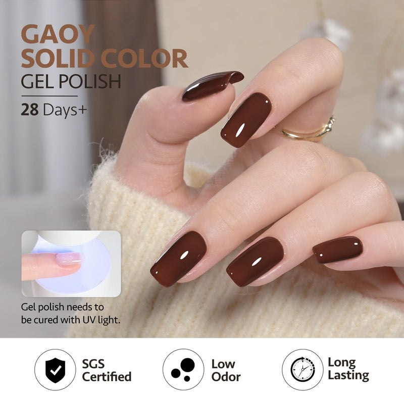 GAOY Gel Nail Polish, Brown Caramel Nude Red Gel Polish Kit for Salon Manicure and Nail Art DIY at Home - Image 5