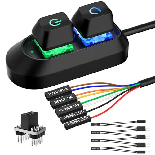 OwlTree PC Power Button, Desktop Switch Splitter ON Off Reset SW HDD LED PC External Power Supply Button for Computer Motherboard - Image 1