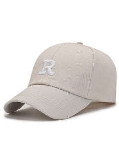 Embroidered Snapback Cap Unisex Korean Style Beige embroidered white thread