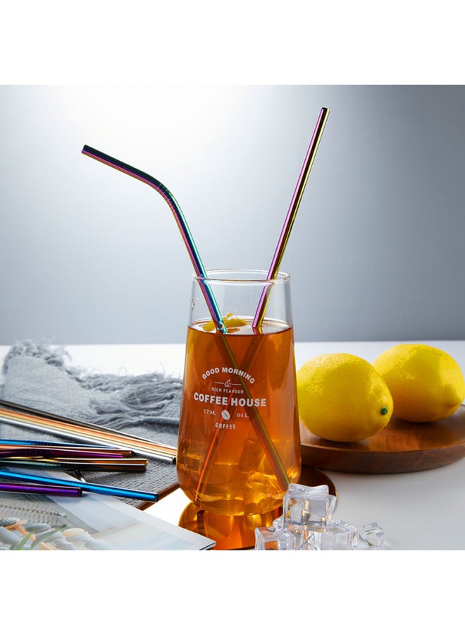 304 Stainless Steel Straw Creative Titanium-plated Straw Milk Tea Beverage Convenient Straight Bending Metal Straw Can Be Printed Logo-Color:Black-Specifications:Short 304 - Image 5
