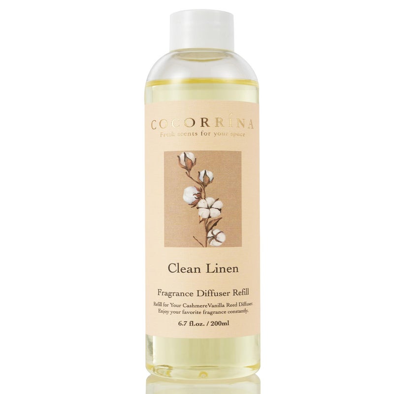 COCORRÃNA CocorrÃ­na Reed Diffuser Refill - Clean Linen 6.7 oz. Scented Oil for Reed Diffuser Home Fragrance for Bedroom, Bathroom Home Decor - Image 1