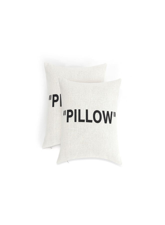 TwoDays Hypebeast Room Decor, Off White Inspired Pillow Quotation Decorative Throw Pillow Cover, Sneakerhead Decor, Square Cushion Case for Home Sofa Couch Decoration (White, 16"×16", Set of 2) - Image 1