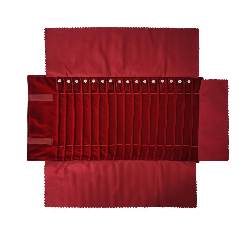 SCIKHEFT Portable Jewelry Roll Untangled Secure Necklace Travel Storage Bag Displays Holder 16 Chain (Burgundy) - Image 1