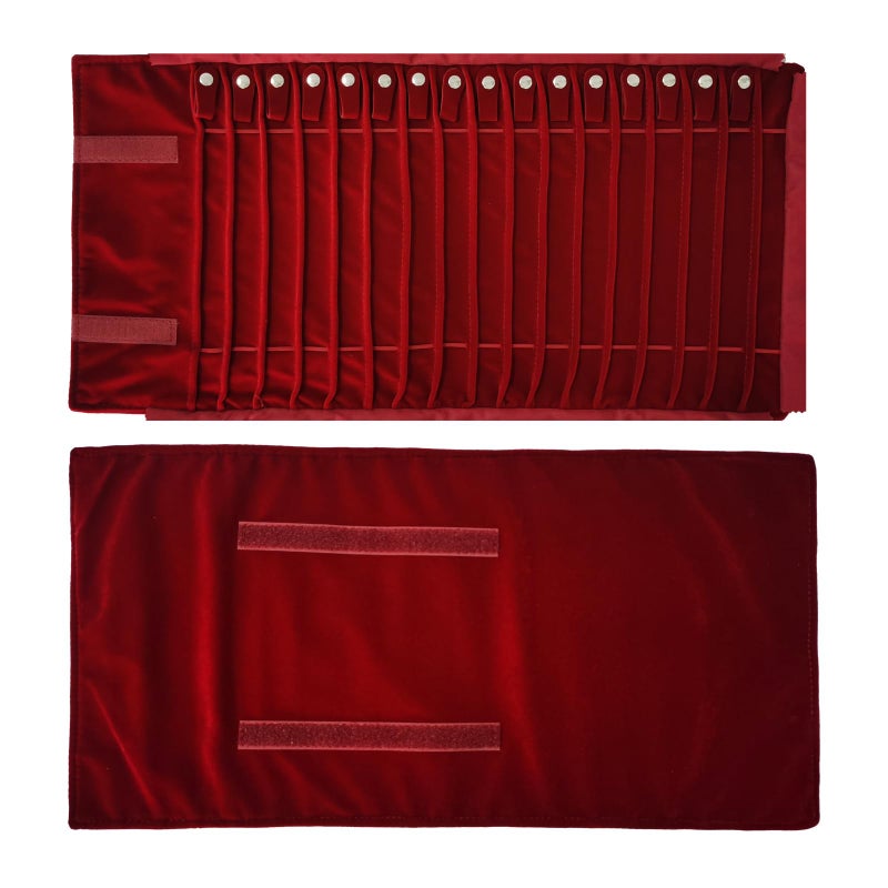 SCIKHEFT Portable Jewelry Roll Untangled Secure Necklace Travel Storage Bag Displays Holder 16 Chain (Burgundy) - Image 3