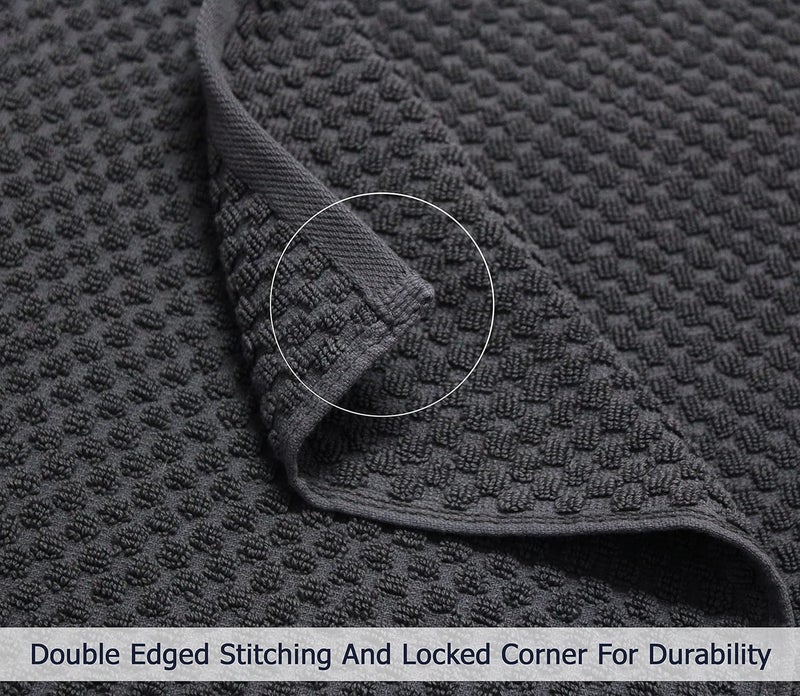 قطن كرافت ملاءات حمام قطن كرافت بنمط الوافل - مجموعة من 2 ملاءة حمام سبا أوروبية فاخرة بنسيج الوافل - ملاءة حمام 100% قطن حلقي الغزل - ملاءة حمام ماصة وتجف بسرعة - مقاس كبير 35 بوصة × 70 بوصة - رمادي - Image 4