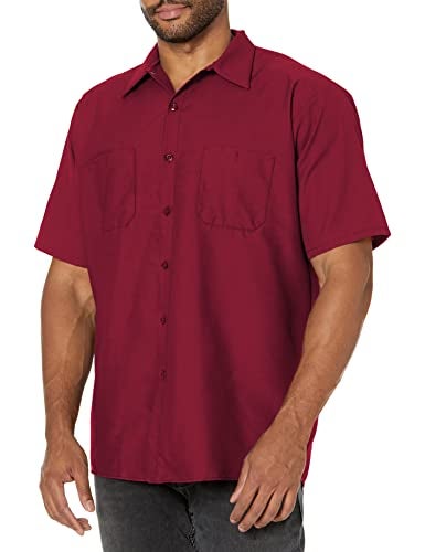 Red Kap Men's Industrial Work Shirt, Regular Fit, Short Sleeve, Burgundy, X-Large - Image 1
