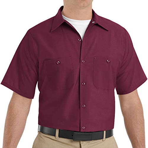 Red Kap Men's Industrial Work Shirt, Regular Fit, Short Sleeve, Burgundy, X-Large - Image 4