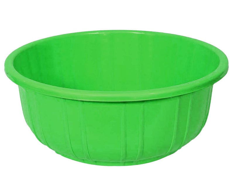 Kuber Industries Leaf Printed 40 Lt Multipurpose Unbreakable Plastic Tub Bath TubWashing Tub Green Round - Image 2