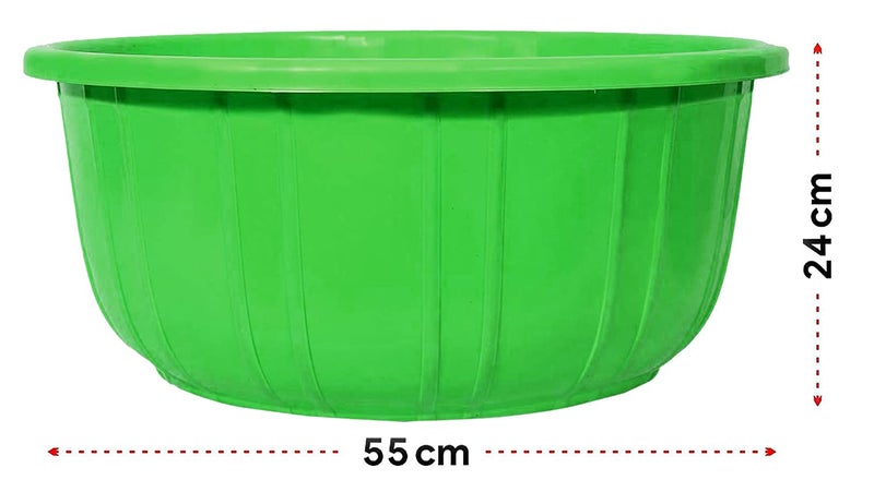 Kuber Industries Leaf Printed 40 Lt Multipurpose Unbreakable Plastic Tub Bath TubWashing Tub Green Round - Image 4
