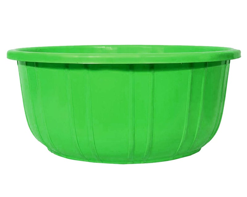 Kuber Industries Leaf Printed 40 Lt Multipurpose Unbreakable Plastic Tub Bath TubWashing Tub Green Round - Image 1
