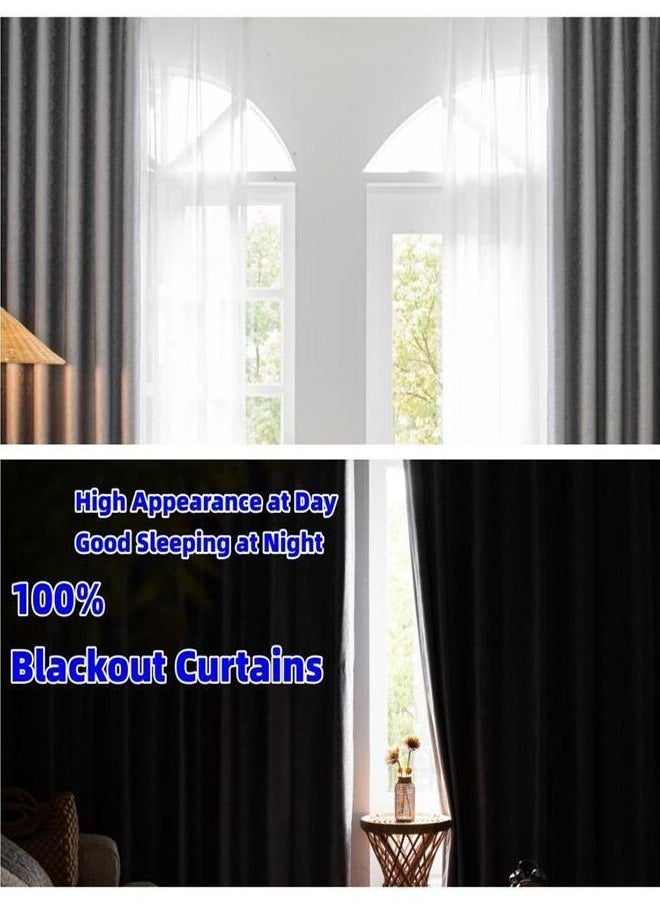 Generic - 2 Panels Blackout Curtains for Bedroom Insulation Noise Reduce Heat Grey - Image 1