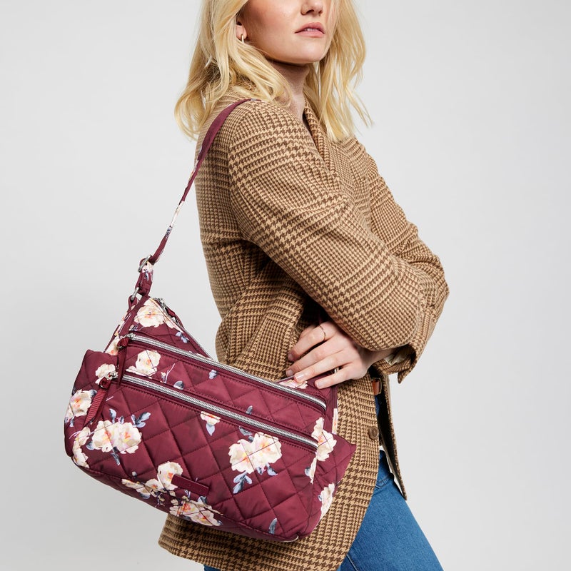 Vera Bradley Performance Twill Triple Zip Shoulder Satchel Purse, Blooms and Branches - Image 5