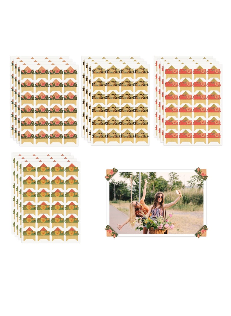 Excefore 16 Sheets Vintage Photo Corners - Self-Adhesive Kraft Picture Mounting Corner Stickers for DIY Scrapbooks, Diaries, Personal Organizer Notebook and Albums  - Image 1