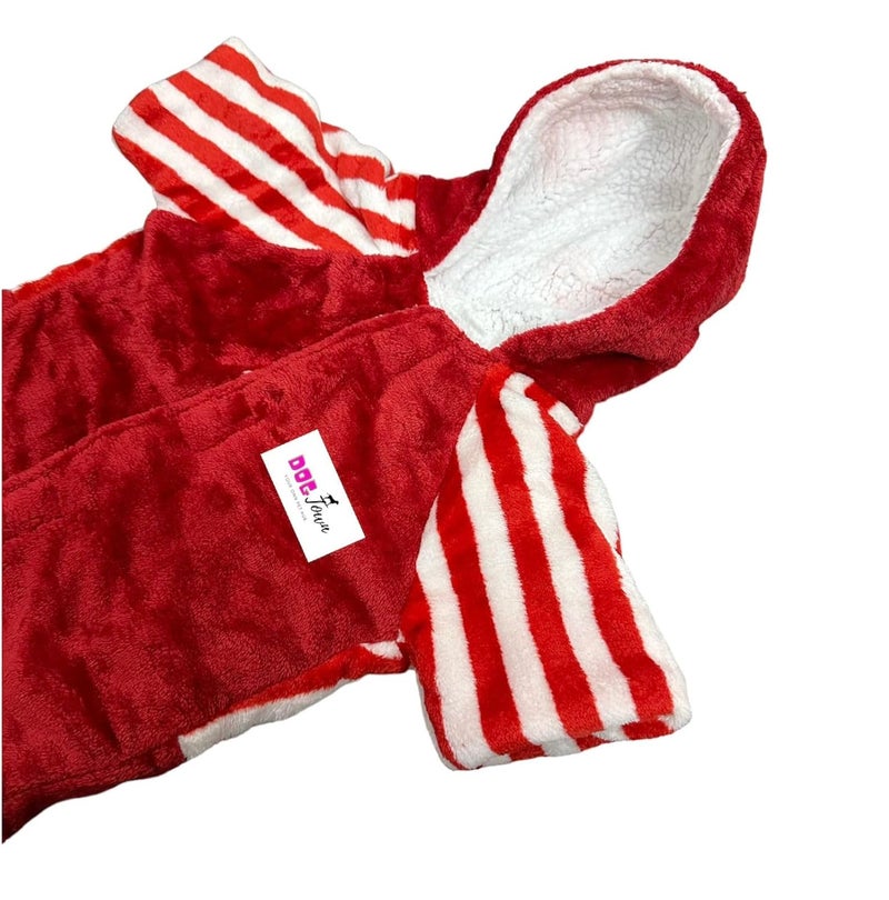 DOGTOWN Flannel Stretchable and Soft Material Hoddies for Small,Large Dogs | Red | 16 Inch - Image 4