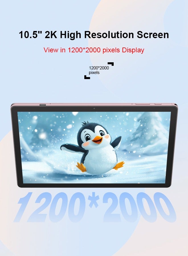 C Idea Tablet Newest 10.5 Inch , Android Tablet Pc with SIM, 2K Screen Educational Tablet with keyboard, Pen and Mouse CM10500 Plus Pink - Image 2