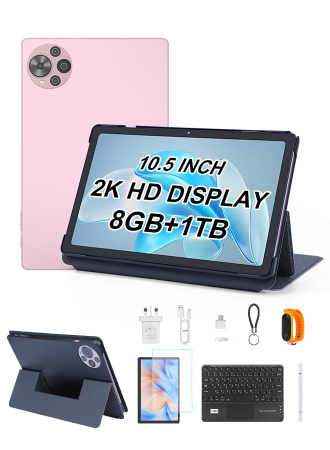 C Idea Tablet Newest 10.5 Inch , Android Tablet Pc with SIM, 2K Screen Educational Tablet with keyboard, Pen and Mouse CM10500 Plus Pink - Image 1
