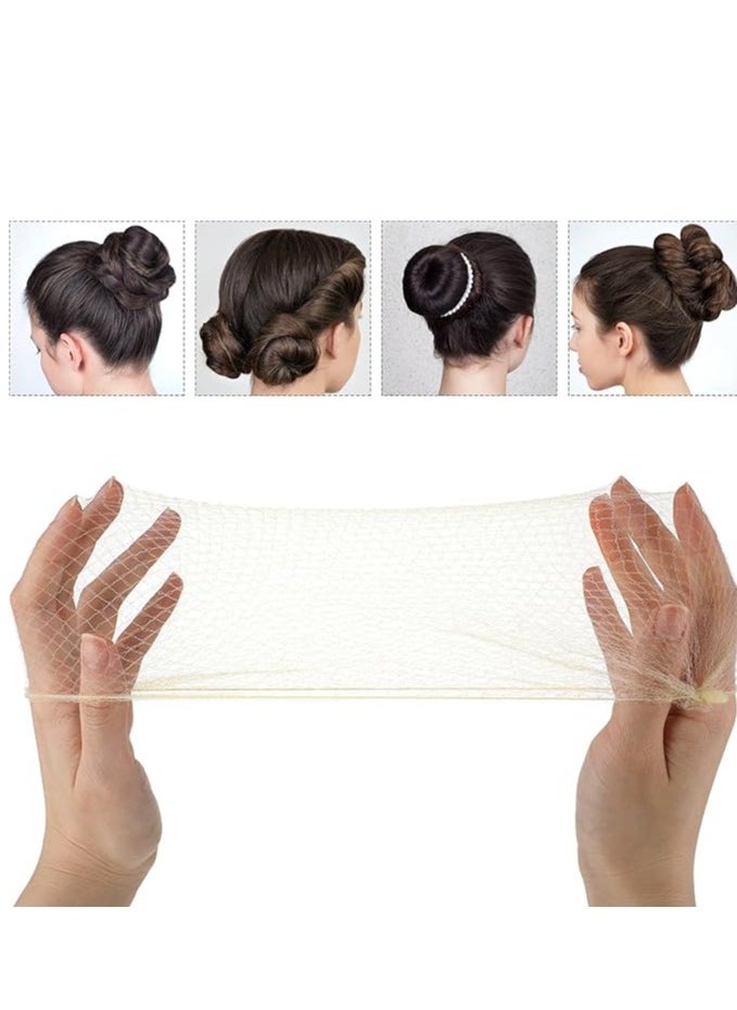 Prasacco - Prasacco 20 Pieces Hair Nets for Buns, 50 cm/20 inch, Blonde, Mesh, Invisible Ballet Hair Net for Girls Women - Image 1